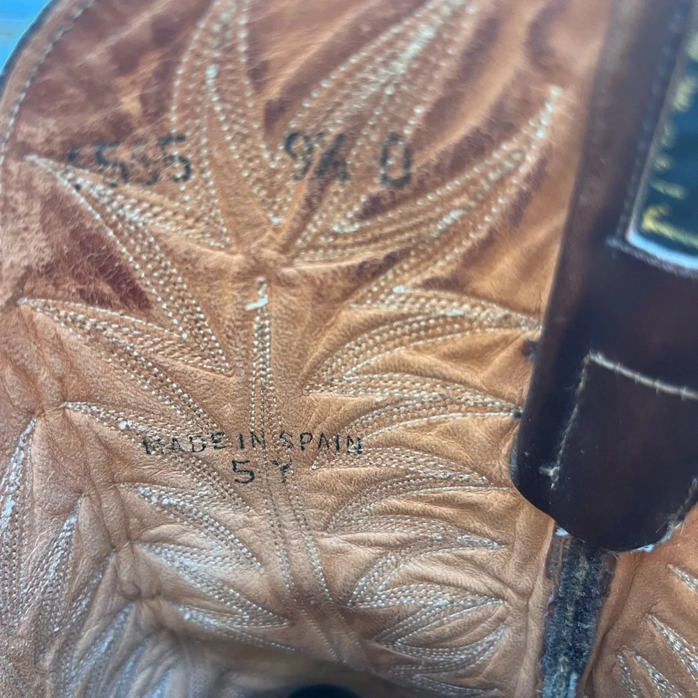VINTAGE DAN POST chocolate brown leather western boots made in Spain - Picture 16 of 17